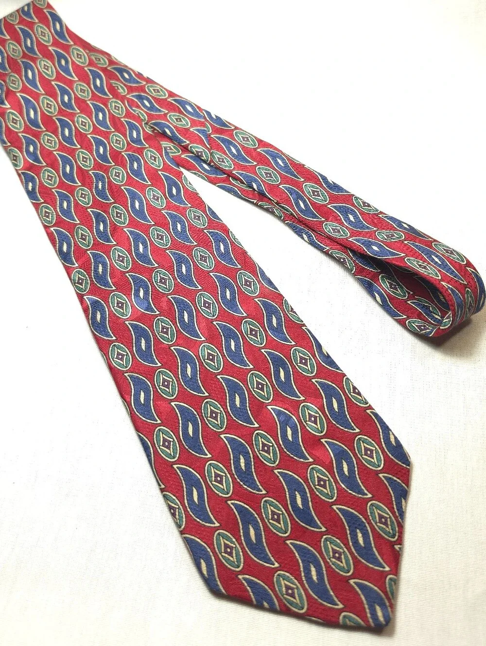 Liberty of London Red Tie with Blue and Green Paisley Motif